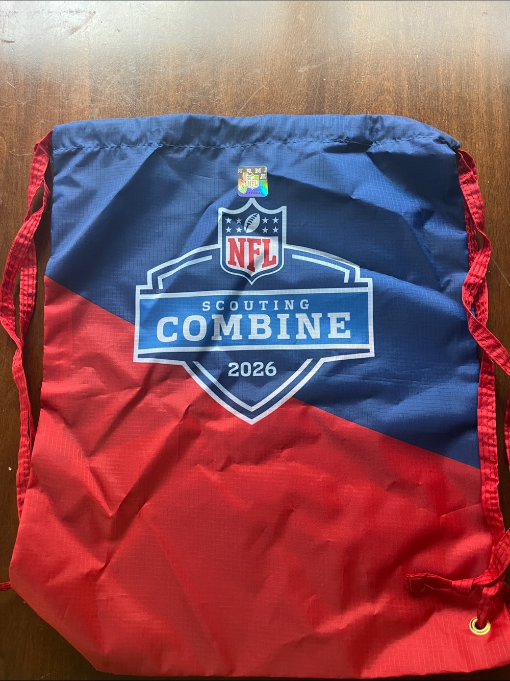 NFL Navy and Red Scouting Combine Drawstring Bag